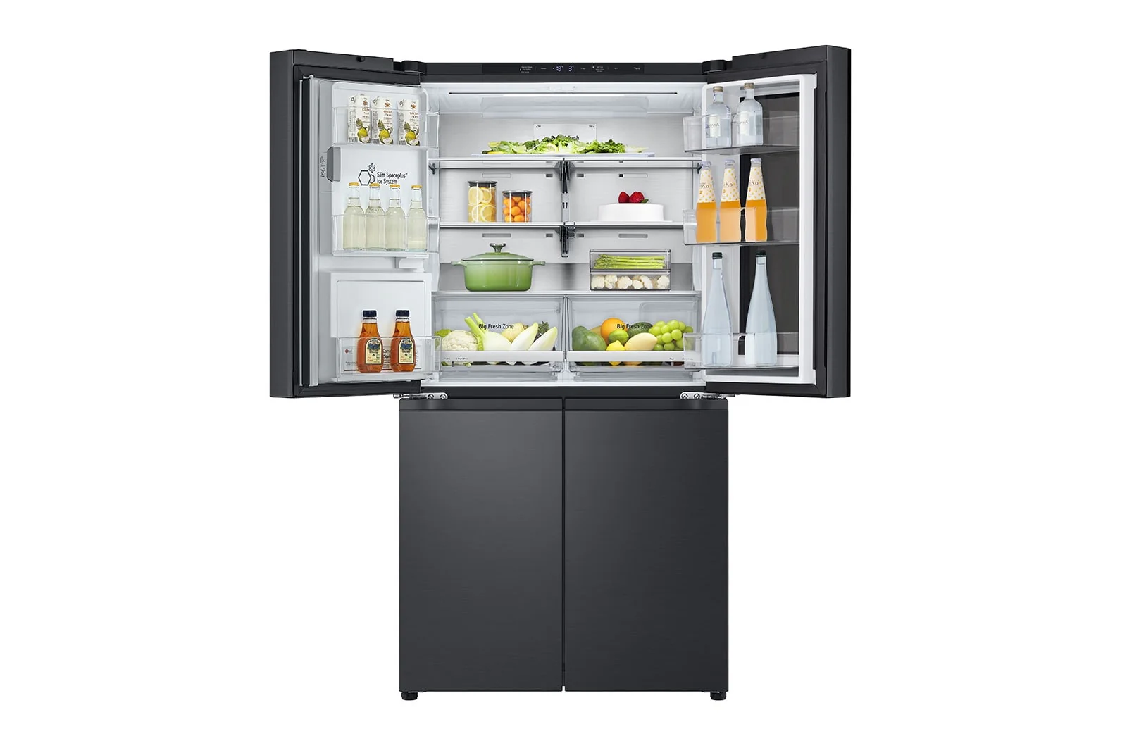 LG Black Glass InstaView, French Door Fridge, Essence Black Steel 681L GR-X34FFCAB - Image 2