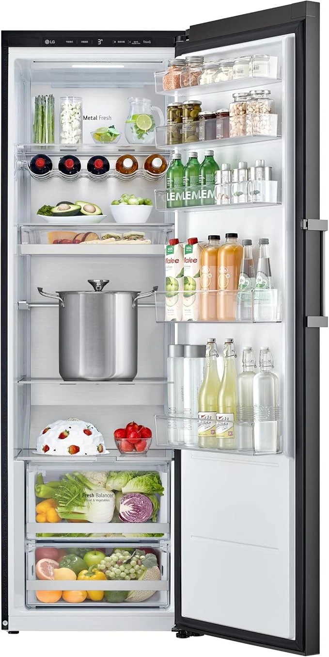 LG Upright Refrigerator, 384L Capacity, Beige Glass Finish LOB451FGPM - Image 3