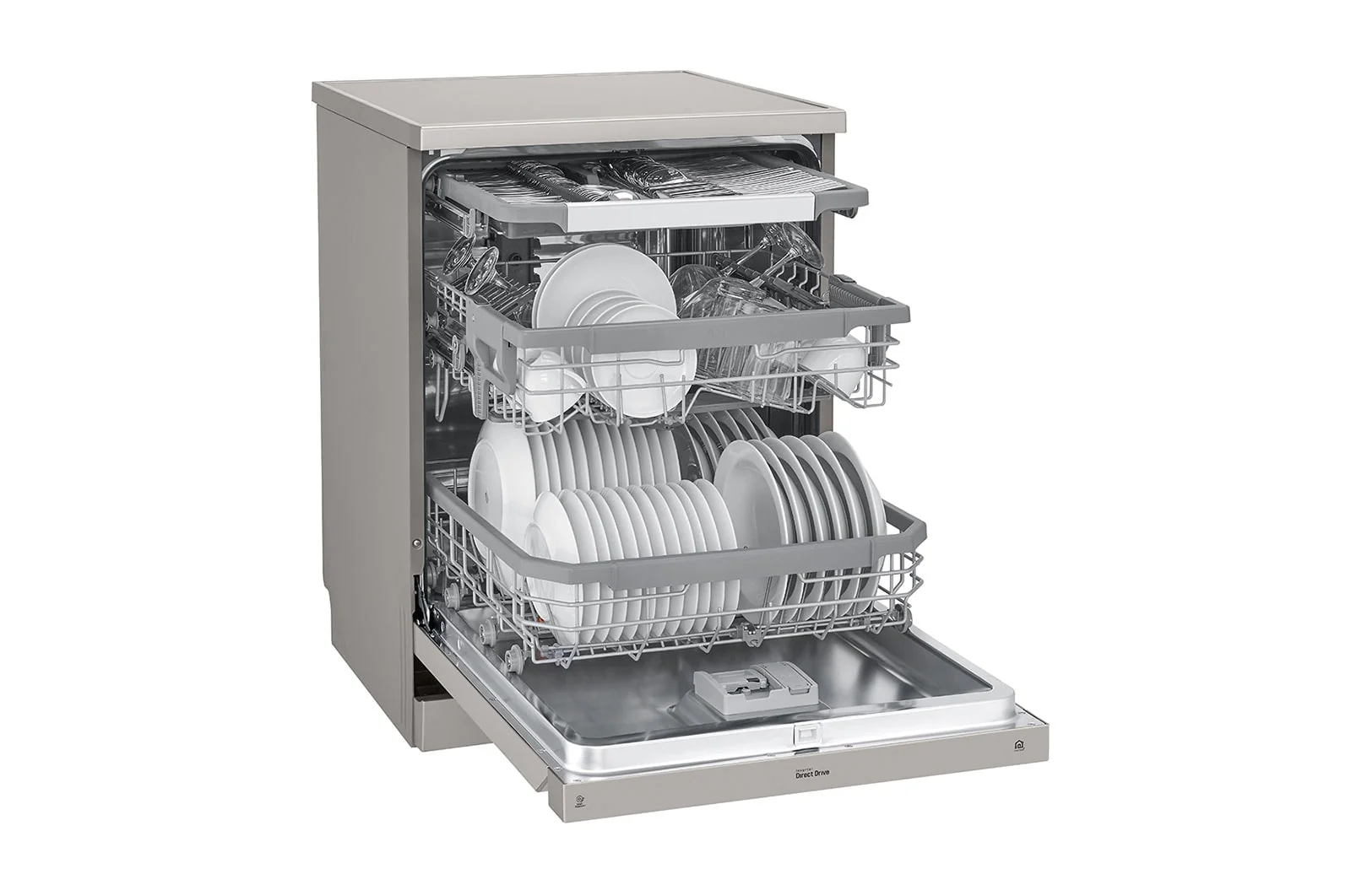 LG New QuadWash Steam Dishwasher, Inverter Direct Drive, Platinum Silver Color, DFC435FP - Image 4