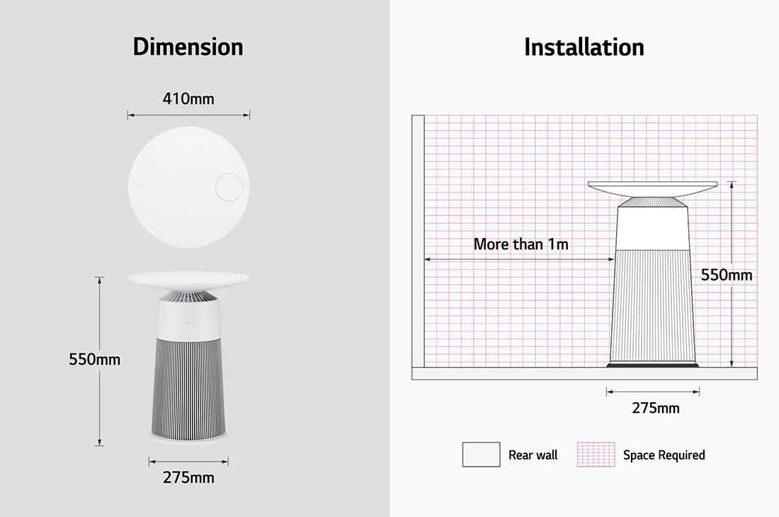 LG PuriCare Aero Furniture Air Purifier, Cream White, AS20GPHK0 - Image 8