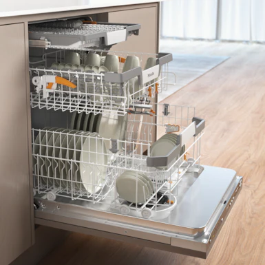 MIELE Built In Dishwasher, Auto Open Drying, 3D MultiFlex tray, Comfort Close, AutoDos with PowerDisk, QuickPowerWash, G7180 SCVi, White - Image 3