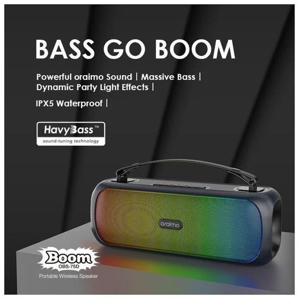 Oraimo  Boom Box Wireless  Bluetooth Speaker, BT V5.0, 85Hz-16KHz 30W, 3600mAh, Black, OBS-75DBLK - Image 3