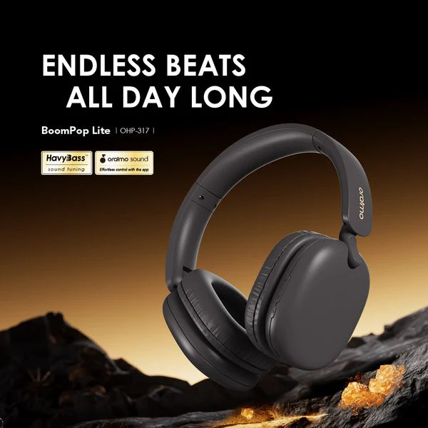 Oraimo  BoomPop Lite  Over-Ear  On Ear Headset, BT V5.3, ENC, 60-Hour Long Playtime, Gold, OHP-317LGLD - Image 3