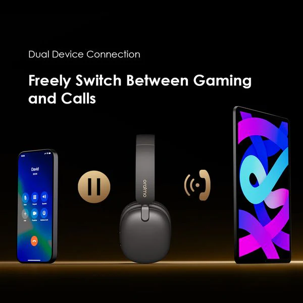 Oraimo  BoomPop Lite  Over-Ear  On Ear Headset, BT V5.3, ENC, 60-Hour Long Playtime, Gold, OHP-317LGLD - Image 4