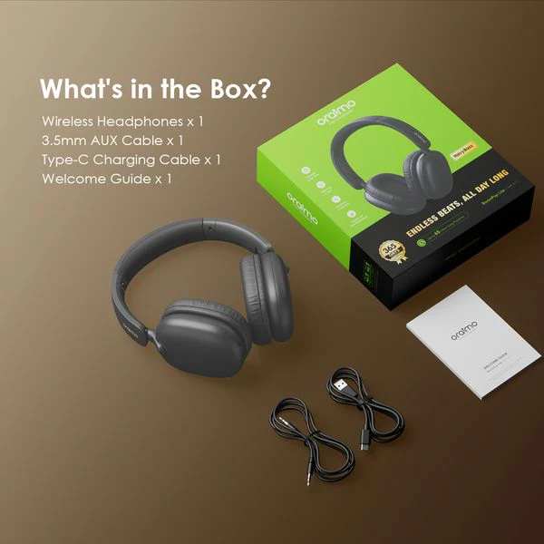 Oraimo  BoomPop Lite  Over-Ear  On Ear Headset, BT V5.3, ENC, 60-Hour Long Playtime, Gold, OHP-317LGLD - Image 6