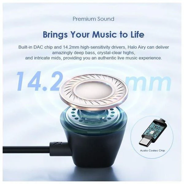Oraimo Halo Airy in Ear Earphone, Type C, 1.2 Meter, Black, OEP-650BLK - Image 3