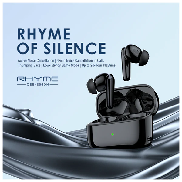 Oraimo  Rhyme ANC True Wireless Earbuds, IPX4 Water Proof, BT V5.2, 300mAh, Black, OEB-E06DNBLK - Image 2