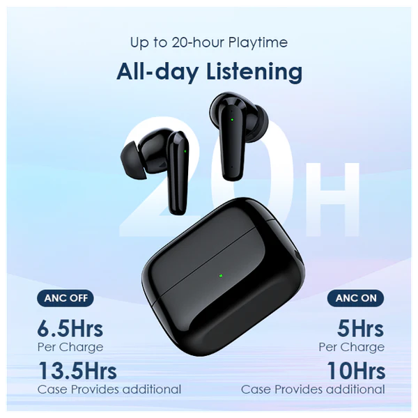 Oraimo  Rhyme ANC True Wireless Earbuds, IPX4 Water Proof, BT V5.2, 300mAh, Black, OEB-E06DNBLK - Image 4