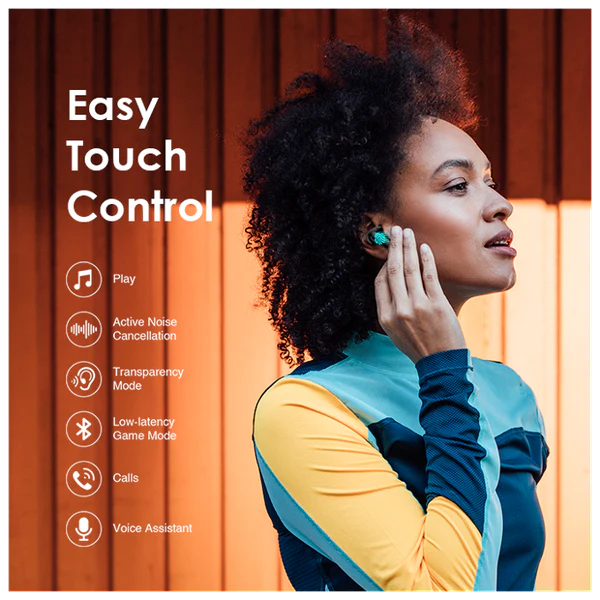 Oraimo  Rhyme ANC True Wireless Earbuds, IPX4 Water Proof, BT V5.2, 300mAh, Black, OEB-E06DNBLK - Image 5