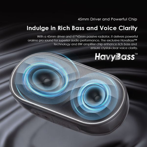 Oraimo  Space Box Wireless  Bluetooth Speaker, BT V5.4,  80Hz-20KHz 8W, 1800mAh/3.7V, Grey, OBS-382SGRY - Image 2