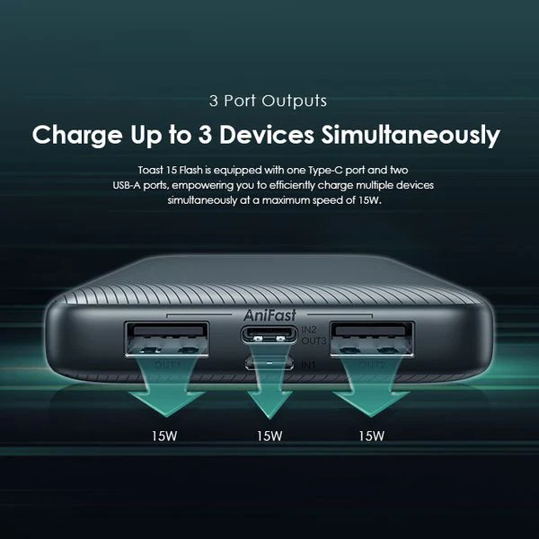 Oraimo  Toast 15 Dual input Power Bank, 15W Type-C IN & OUT, Fast Charging, 20,000 mAh, Black, OPB-1100 - Image 2