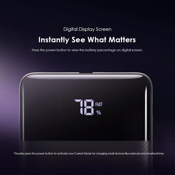 Oraimo  Toast 22.5  Type-C (IN/OUT) Power Bank, PD&QC 3.0 Compatible, 22.5W, 10,000mAh, Black, OPB-7100Q - Image 6