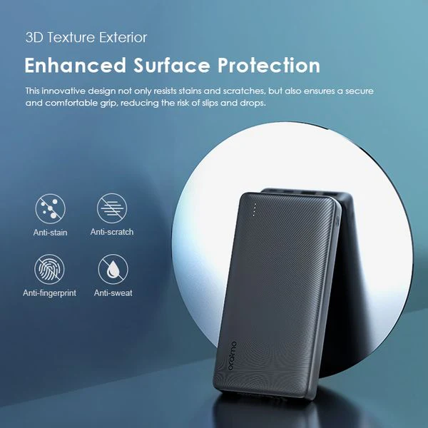 Oraimo  traveler 15 Dual input Power Bank, 15W Type-C IN & OUT, Fast Charging, 20,000 mAh, Black, OPB-1200 - Image 6