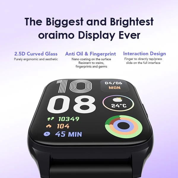 Oraimo Watch 4 Plus Bluetooth Call Smart Watch, AI-Generated Watch Faces, BT V5.2, 300mAh, Black, OSW-801 - Image 2