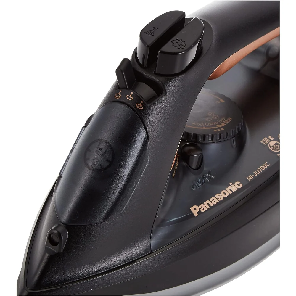 Panasonic Steam Iron, 2400W, NI-JU700, Black / Gold, Big Ceramic Soleplate - Image 3