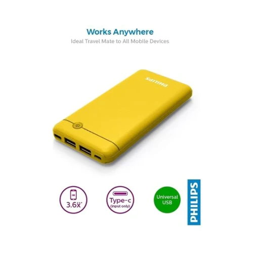 Philips Power Bank 10000mAh Yellow - Image 3