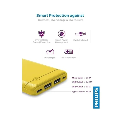 Philips Power Bank 10000mAh Yellow - Image 4