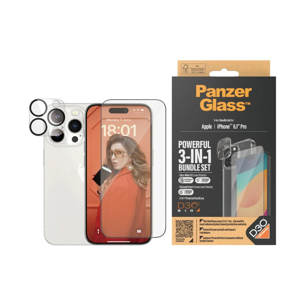 PanzerGlass 3-in-1 Protection Pack Apple iPhone 15 Pro Clear - Image 3