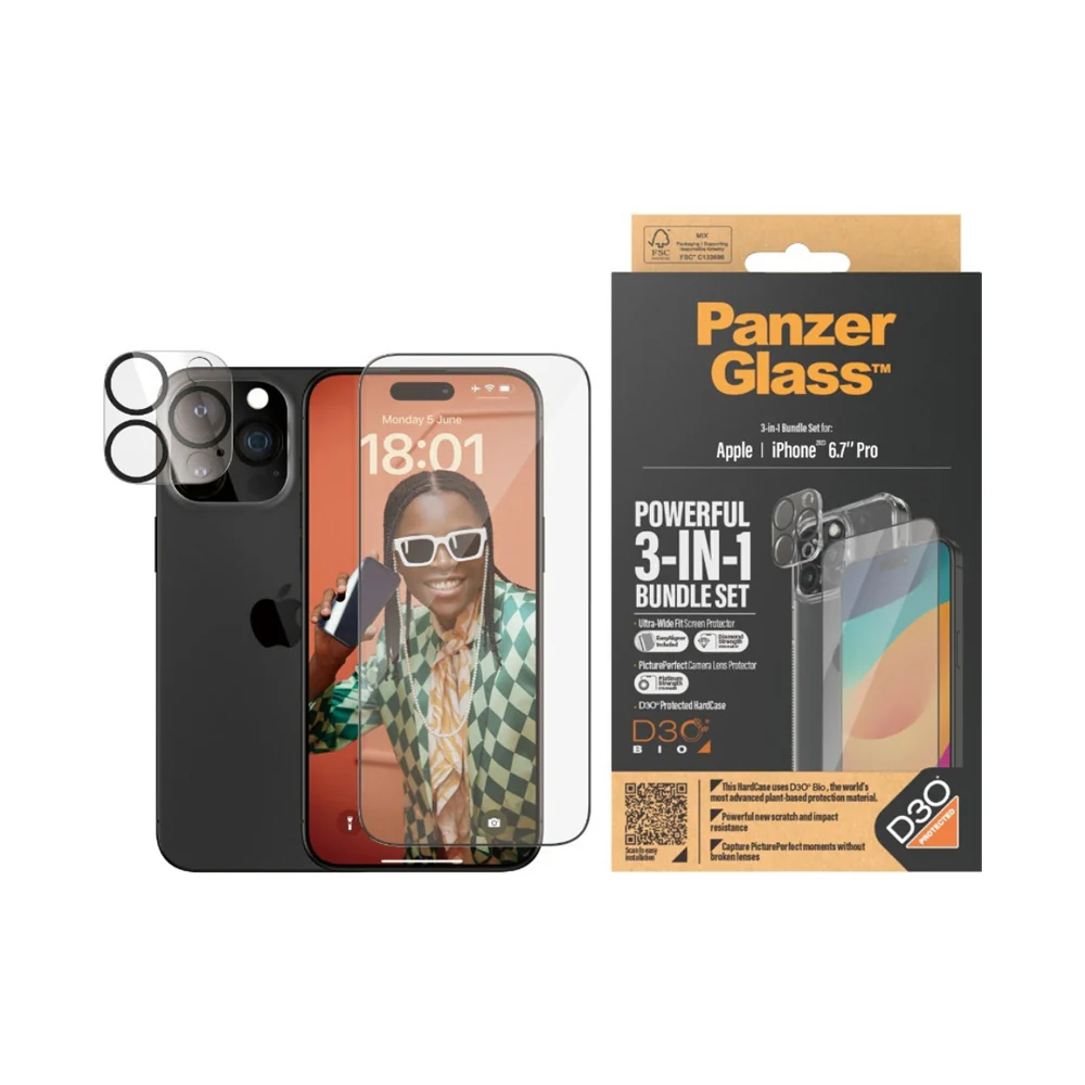 PanzerGlass 3-in-1 Protection Pack Apple iPhone 15 Pro Max Clear - Image 2
