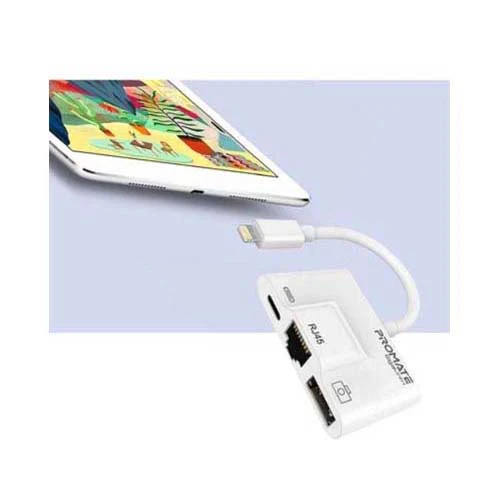Promate 3 In 1 Rj45 Ethernet Lan Wired Network Adapter White - Image 3