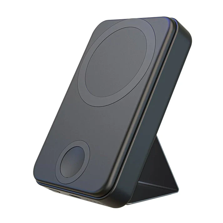 PROTECT 2-in-1 Magnetic Power Bank, 15W, Type C Charging, For iphone , Apple Watch, With Stand, Black, M1W