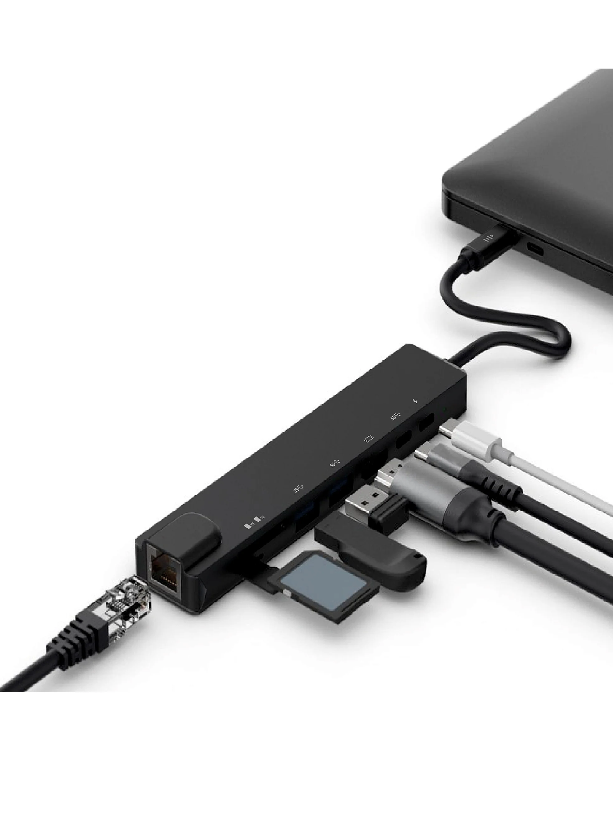 PROTECT  8 in 1 Type C Usb Hub, HDMI, SD Card Reader, Type C, PD 100w, USB A , Grey, USBH8-1 - Image 2