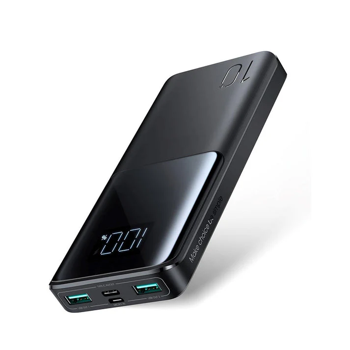 PROTECT Fast Charge 22.5W Power Bank, Type C Charging, Dual Output, 10,000mAh, Digital Screen, With Type C Cable , Black, QP191