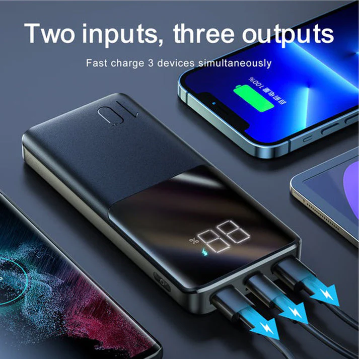 PROTECT Fast Charge 22.5W Power Bank, Type C Charging, Dual Output, 10,000mAh, Digital Screen, With Type C Cable , Black, QP191 - Image 3