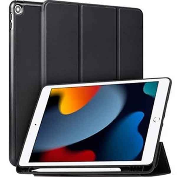PROTECT iPad 10.2 inch Protective Ipad Cover, With Screen Protector, Silcon, Trifold Stand , Auto Wakeup Sleep, Pen Slot, Black, PIPAD10.2BLK