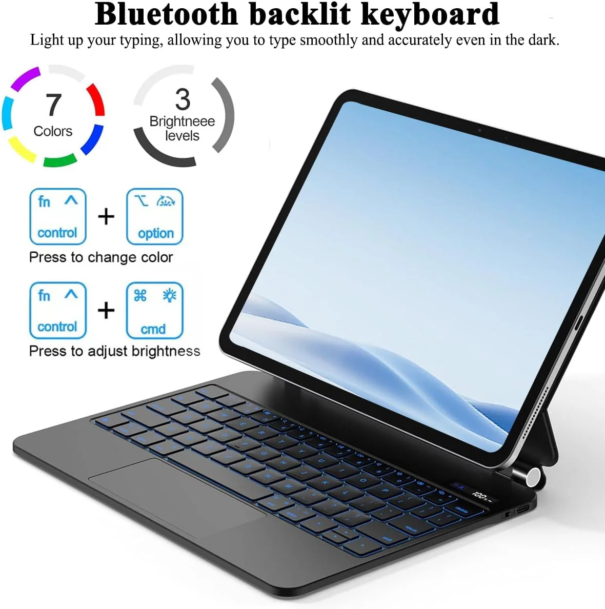 PROTECT  iPad 10.9inch / 11 inch Magnetic Tablet Keyboard, Bluetooth, With Trackpad, Backlit, Grey, HL118-128 - Image 3