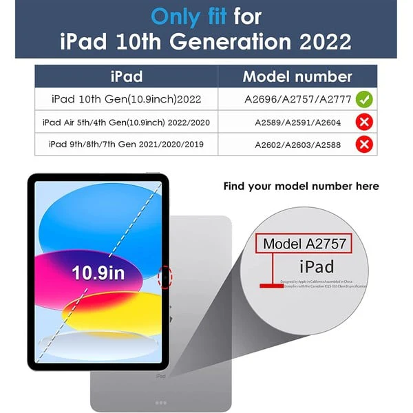 PROTECT  iPad 10th Gen Protective Ipad Cover, With Screen Protector, Silcon, Trifold Stand , Auto Wakeup Sleep, Pen Slot, Blue, PIPAD10BLUE - Image 2