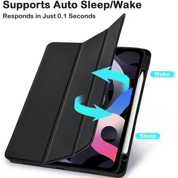 PROTECT  iPad Air 10.9 inch Protective Ipad Cover, With Screen Protector, Silcon, Trifold Stand , Auto Wakeup Sleep, Pen Slot, Black, PIPADA10.9BLK - Image 4