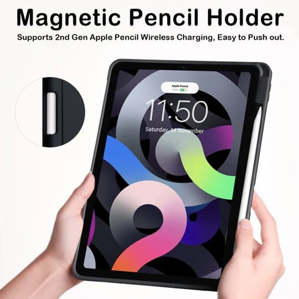 PROTECT  iPad Air 10.9 inch Protective Ipad Cover, With Screen Protector, Silcon, Trifold Stand , Auto Wakeup Sleep, Pen Slot, Black, PIPADA10.9BLK - Image 5