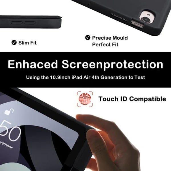 PROTECT  iPad Air 10.9 inch Protective Ipad Cover, With Screen Protector, Silcon, Trifold Stand , Auto Wakeup Sleep, Pen Slot, Black, PIPADA10.9BLK - Image 6