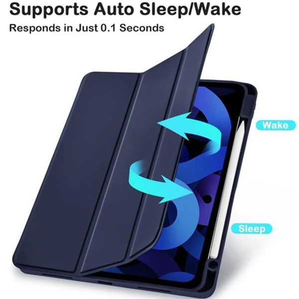 PROTECT  iPad Air 10.9 inch Protective Ipad Cover, With Screen Protector, Silcon, Trifold Stand , Auto Wakeup Sleep, Pen Slot, Blue, PIPADA10.9BLU - Image 2