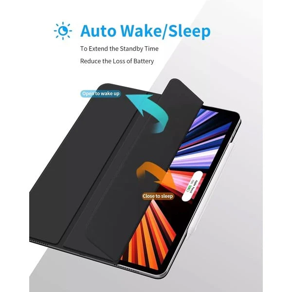 PROTECT  iPad Pro 11 inch Magnetic Ipad Cover, Trifold Stand, Auto Sleep / Wake up, Silicon, Black, MIPADP11BLK - Image 2