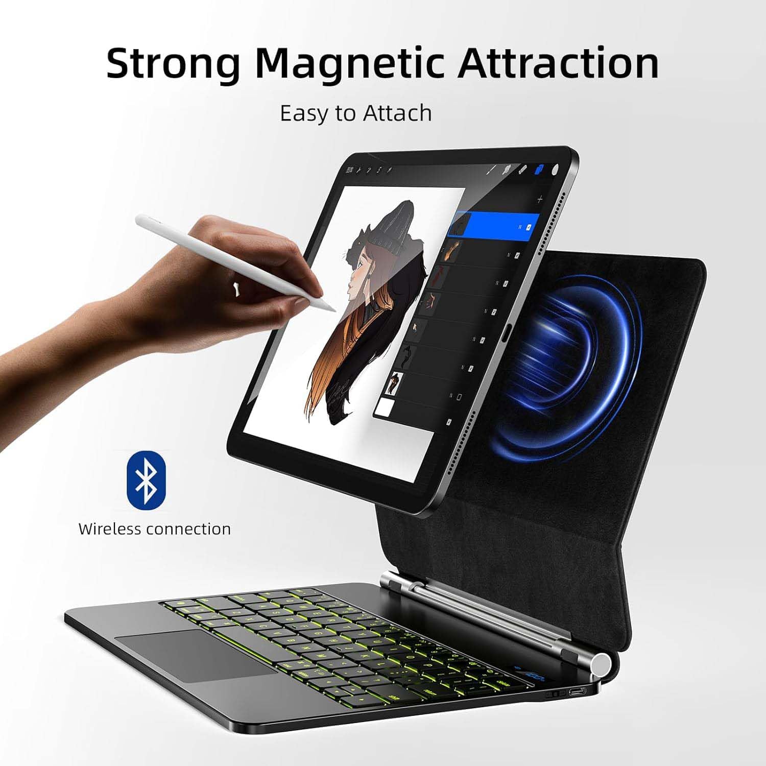 PROTECT ipad Pro 13 inch 2024 Magnetic Tablet Keyboard, Bluetooth, With Trackpad, Backlit, Black, HL118-129S - Image 5