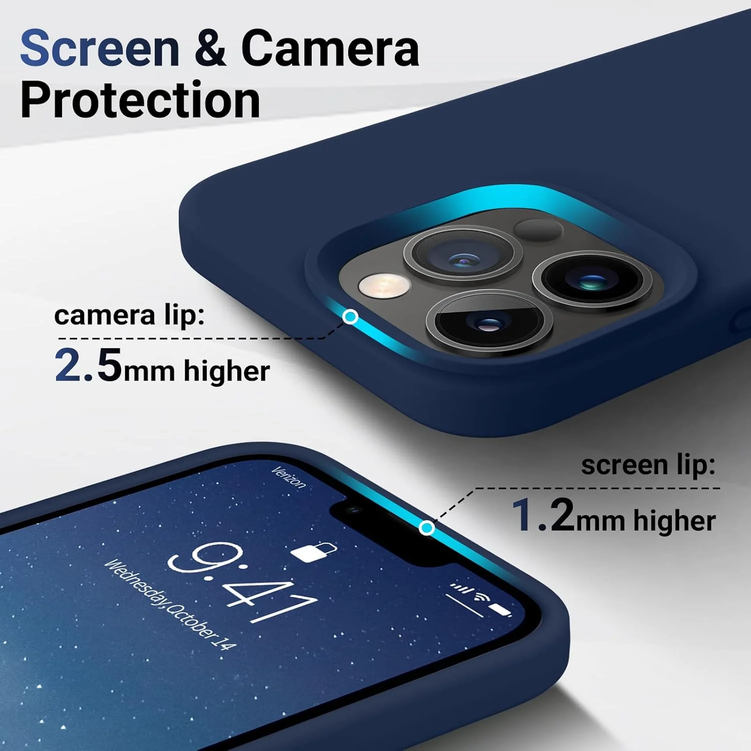 PROTECT  iPhone 14 Pro Silicon Phone Case, Magsafe, Bundle, Screen Protector included, Protective, Anti Scratch, Blue, SMIP14PBLU - Image 3