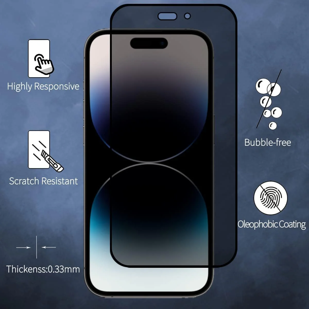 PROTECT iPhone 15 Pro Max Privacy Screen Protector, 9D Tempered Glass, Anti Scratch, Matte , Black, PIP15PM - Image 2