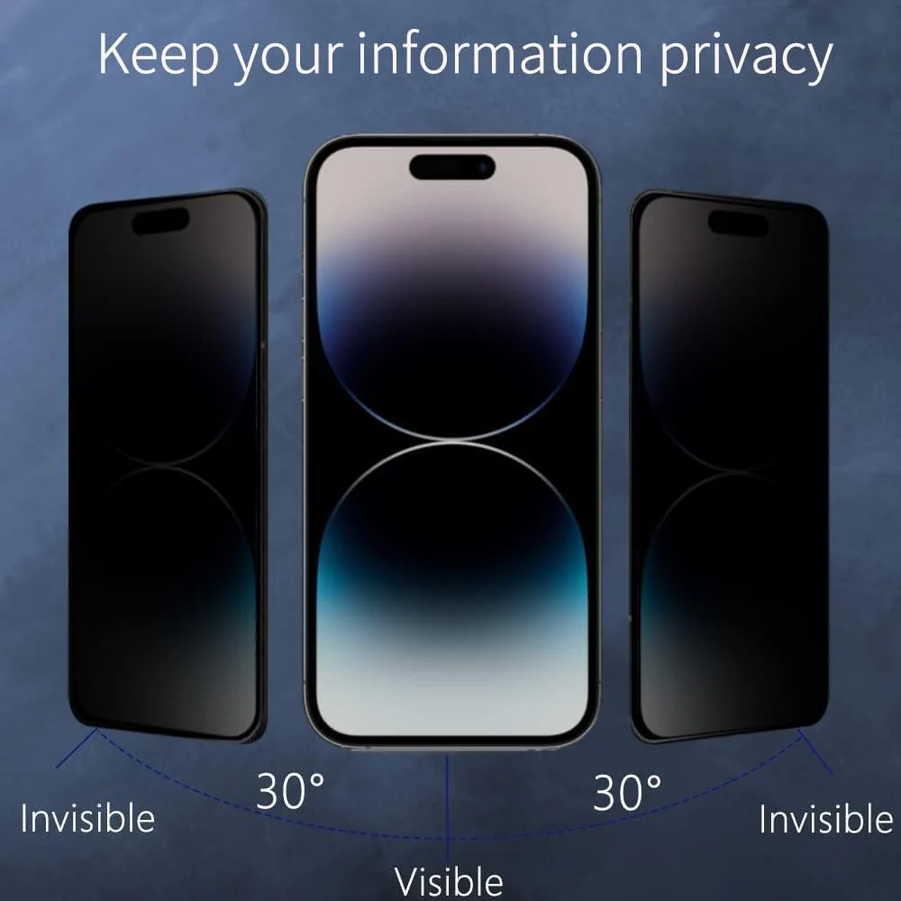 PROTECT iPhone 15 Pro Max Privacy Screen Protector, 9D Tempered Glass, Anti Scratch, Matte , Black, PIP15PM - Image 4