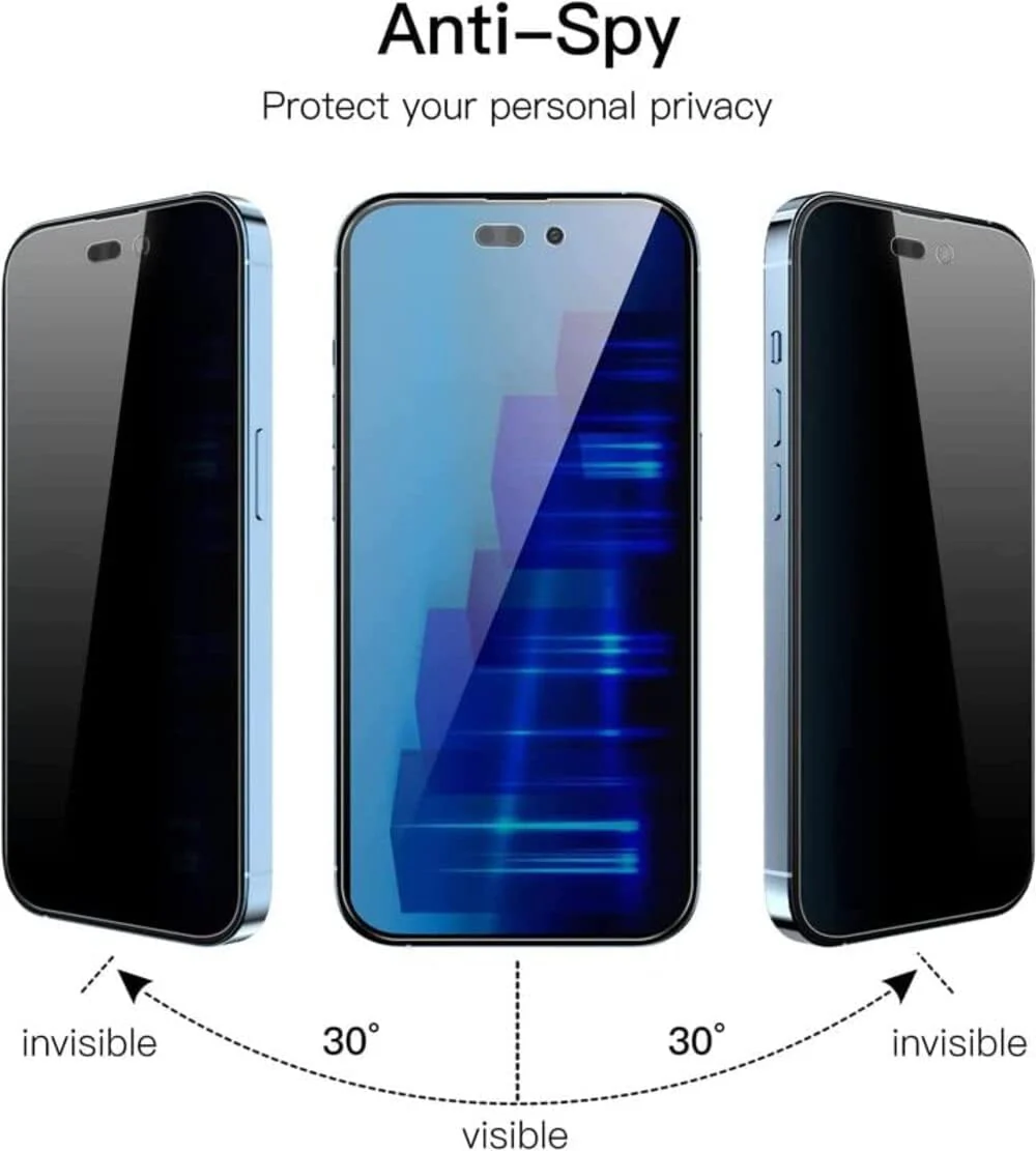 PROTECT iPhone 15 Pro Privacy Screen Protector, 9D Tempered Glass, Anti Scratch, Matte , Black, PIP15P - Image 5