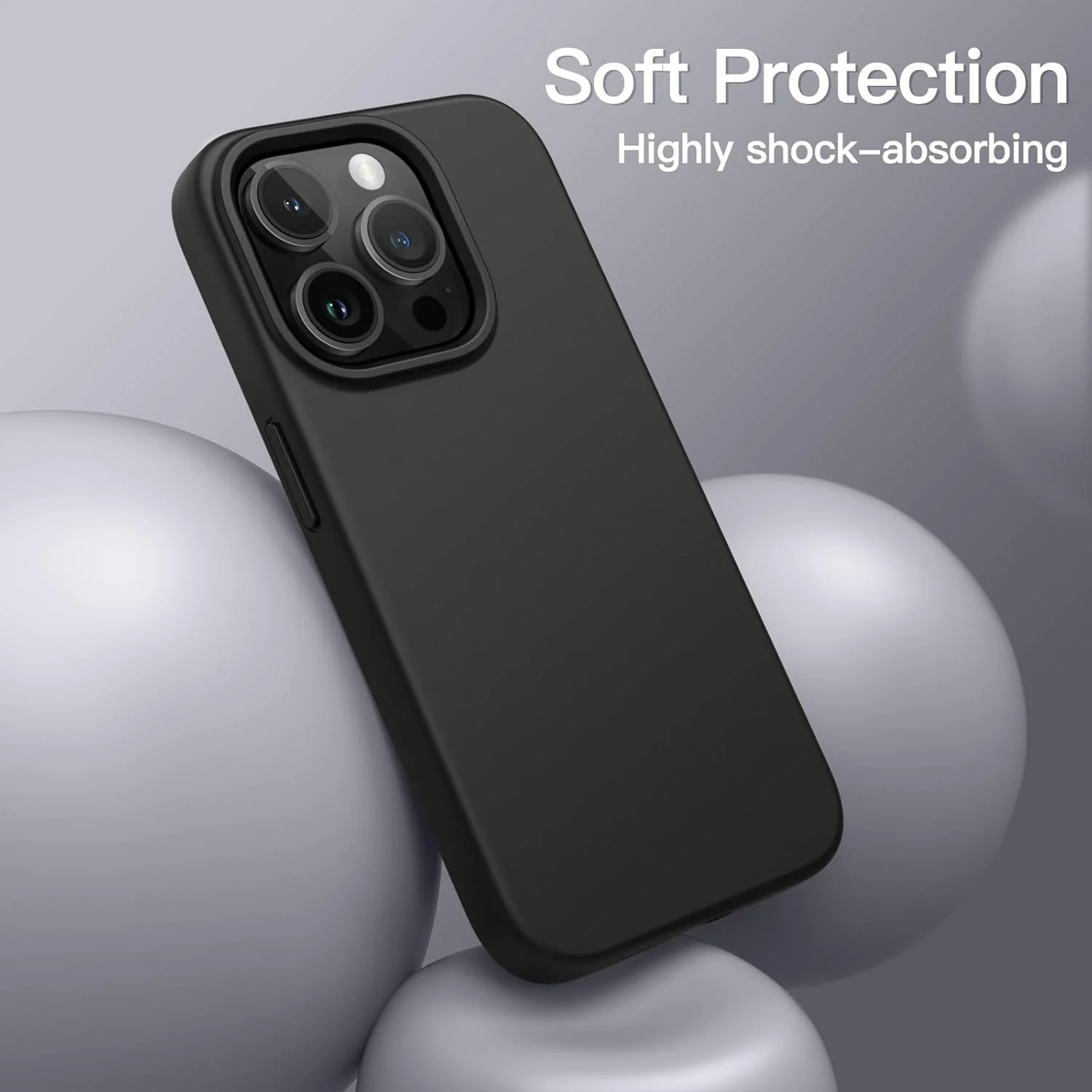 PROTECT  iPhone 15 Pro Silicon Phone Case, Magsafe, Protective, Anti Scratch, Black, SMIP15PBLK - Image 3