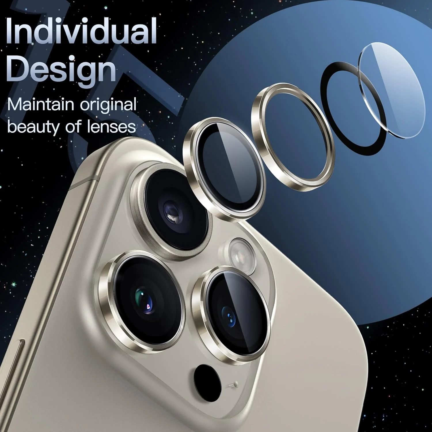 PROTECT  iPhone 15 Pro Xzoom Lens Protector, Sapphire Glass, Alloy Material, Ultra Clear, Premium Finish, Platinum, XIP15PPLT - Image 2
