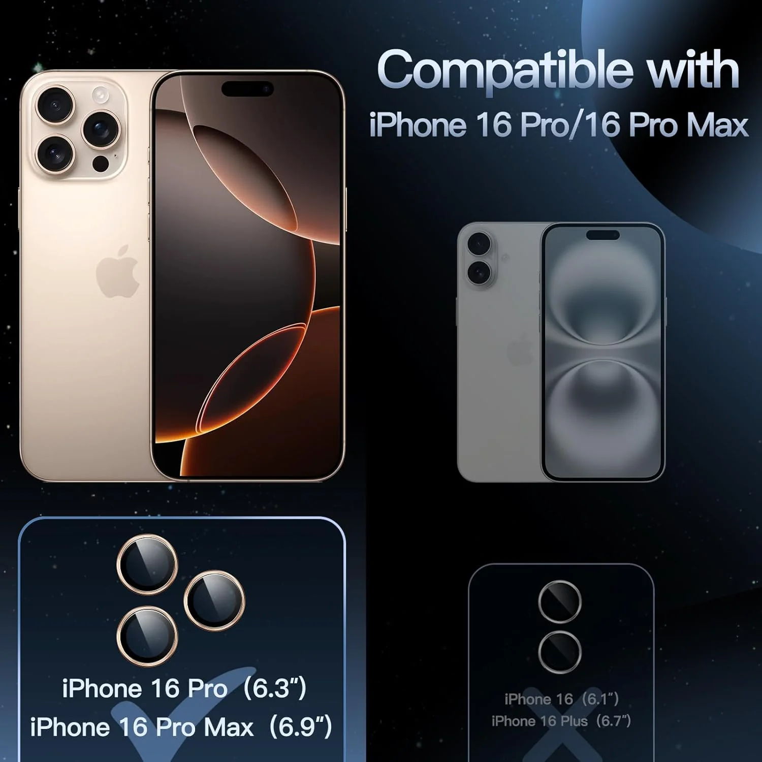 PROTECT  iPhone 16 Pro Xzoom Lens Protector, Sapphire Glass, Alloy Material, Ultra Clear, Premium Finish, Brown, XIP16PBRN - Image 2
