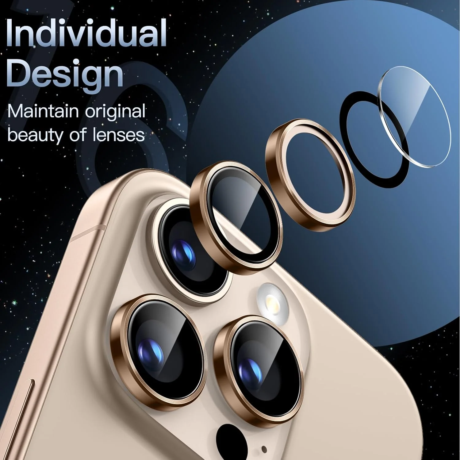 PROTECT  iPhone 16 Pro Xzoom Lens Protector, Sapphire Glass, Alloy Material, Ultra Clear, Premium Finish, Brown, XIP16PBRN - Image 3