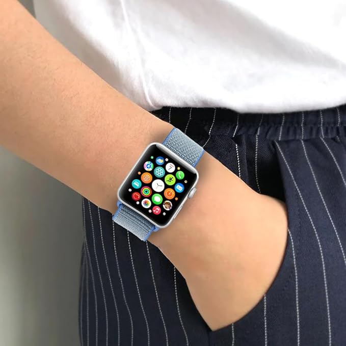 PROTECT  Nylon Band Watch Strap, For Apple Watch, 42/44/45mm, Blue, NWS42BLU - Image 2