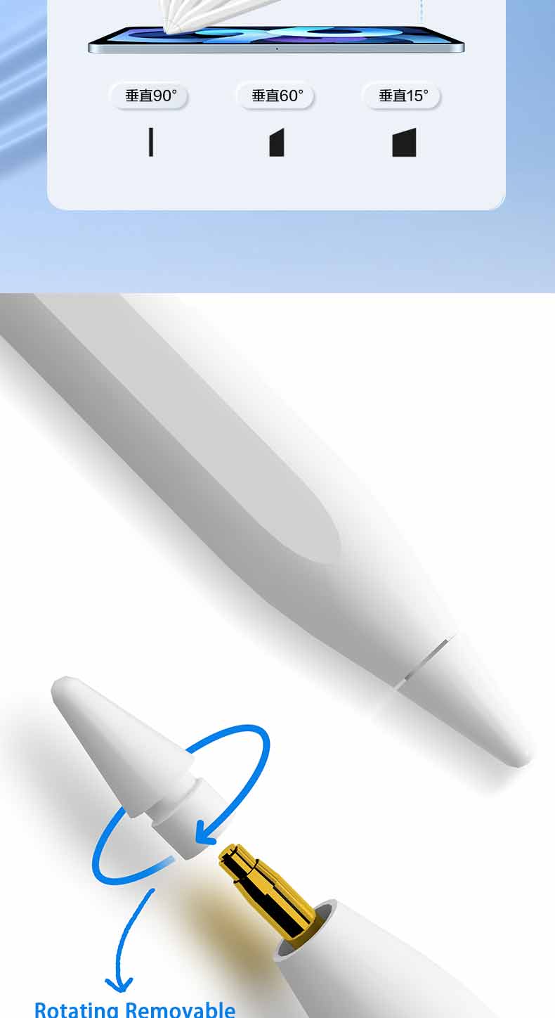 PROTECT Palm Rejection Magnetic iPad Pencil, With Charging Dock, Type C Cable Included, White, W12