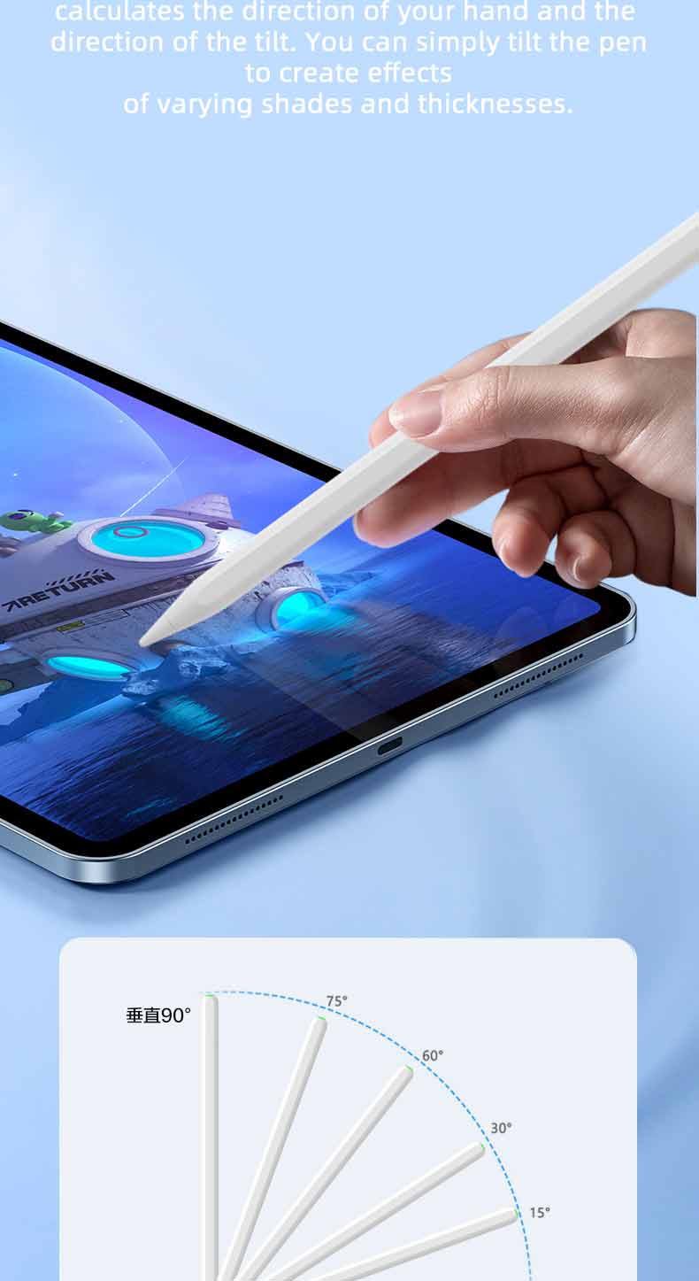 PROTECT Palm Rejection Magnetic iPad Pencil, With Charging Dock, Type C Cable Included, White, W12 - Image 4