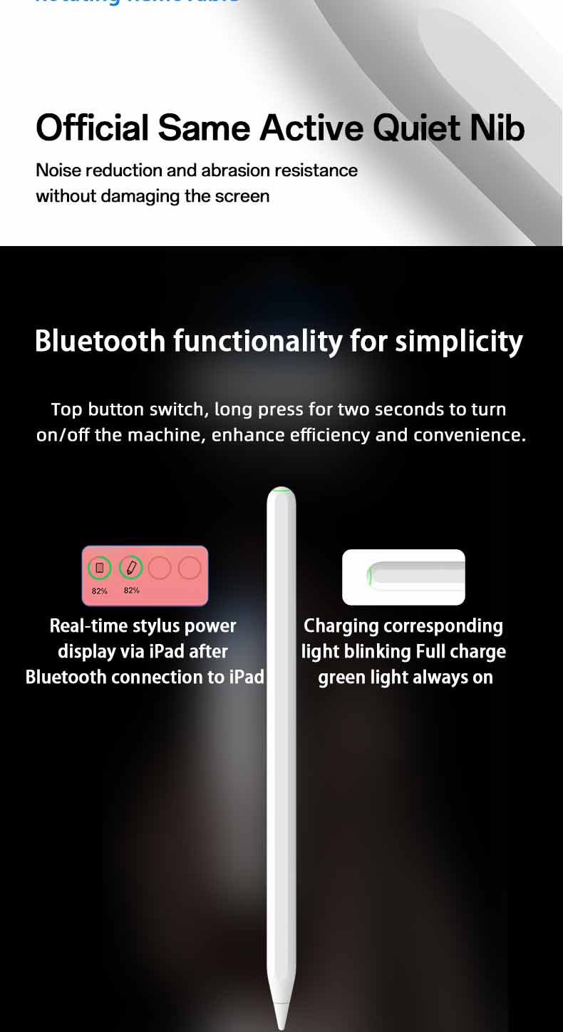 PROTECT Palm Rejection Magnetic iPad Pencil, With Charging Dock, Type C Cable Included, White, W12 - Image 6