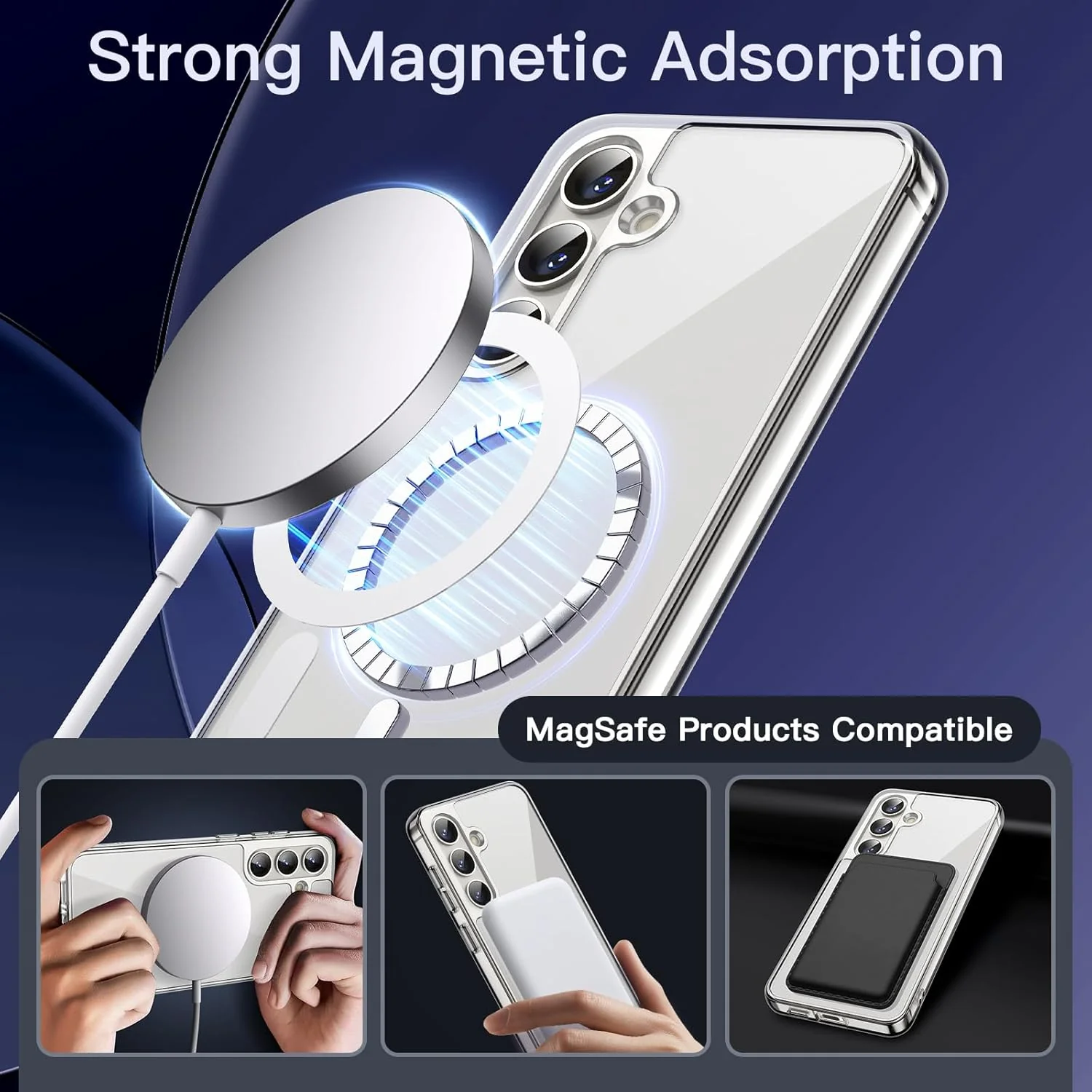PROTECT Samsung S24 Magnetic Phone Case, Anti Scratch, Bundle, Hydrogel Screen Protector Included, Protective, Clear, MSAMS24 - Image 3